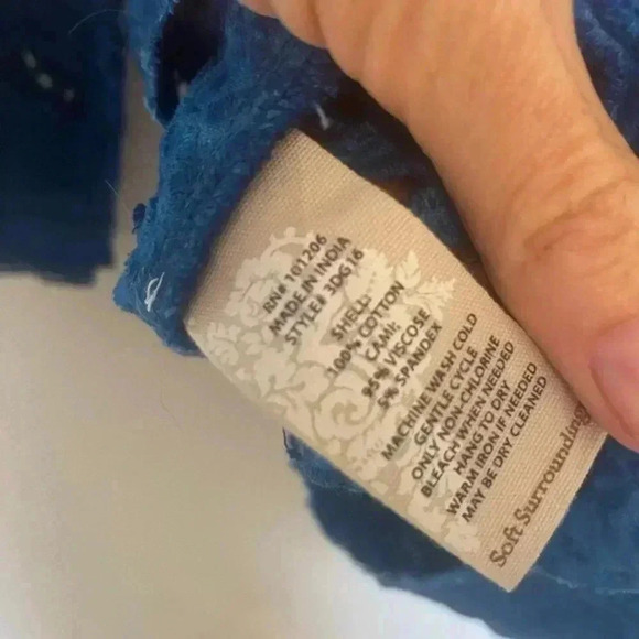 Soft Surroundings Womens Esme Cerulean Blue Embroidered Lace Tunic - Picture 7 of 7